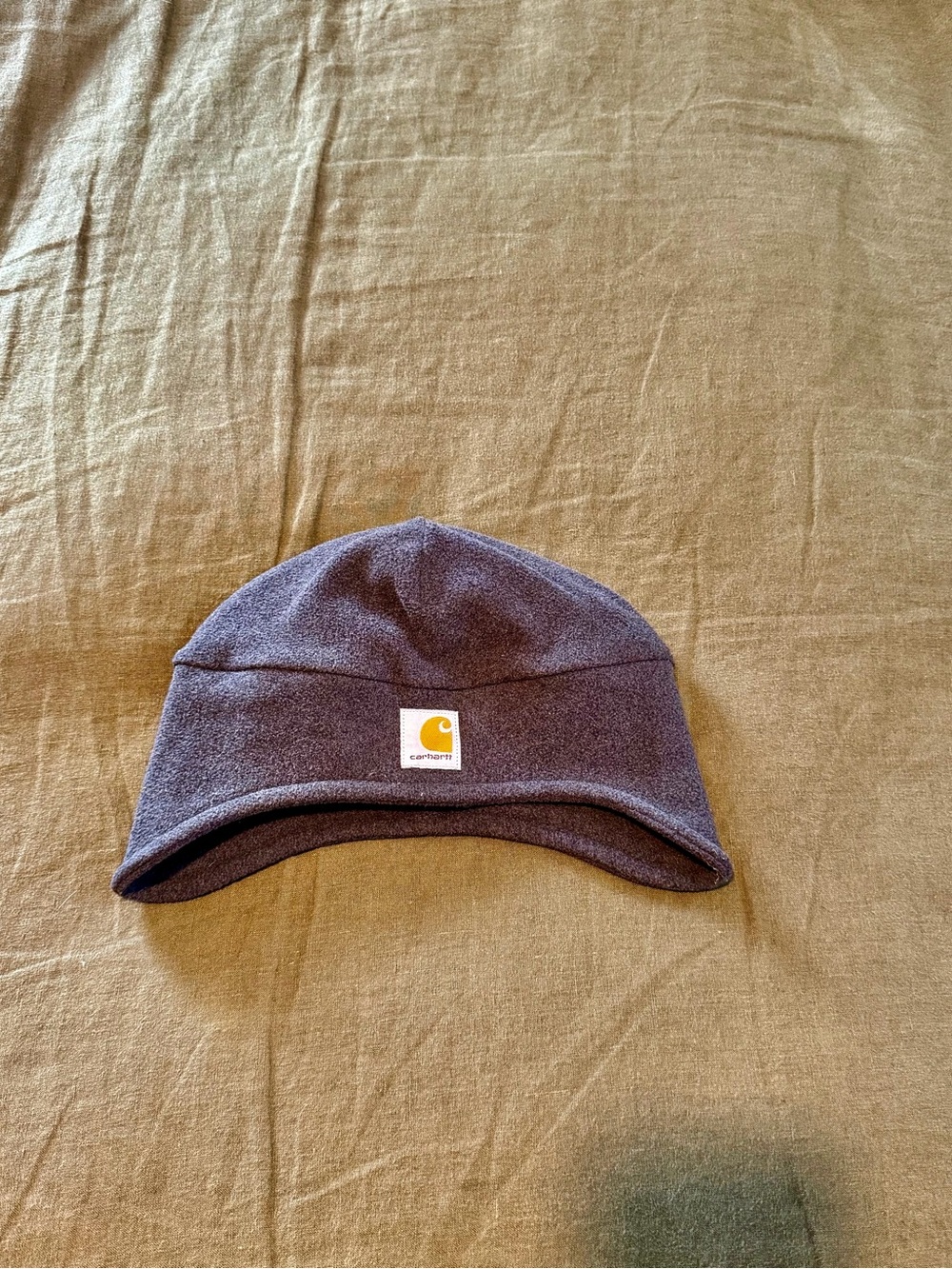 Carhartt Gray Fleece Visor Beanie with Logo Patch